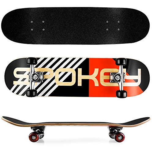 Spokey Simply Skateboard, Kugellager ABEC-3, PU-Rollen 52 x 32 mm, Räderhärte 92 A, 7-schichtiges Deck aus chinesischem Ahorn, Deck-Abmessungen 78,7 x 20 cm