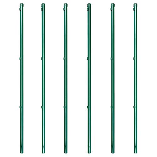 6 x Zaunpfosten Zaunpfahl für Maschendrahtzaun zinkphosphatiert grün kunstoffbeschichtet, 34x1500mm