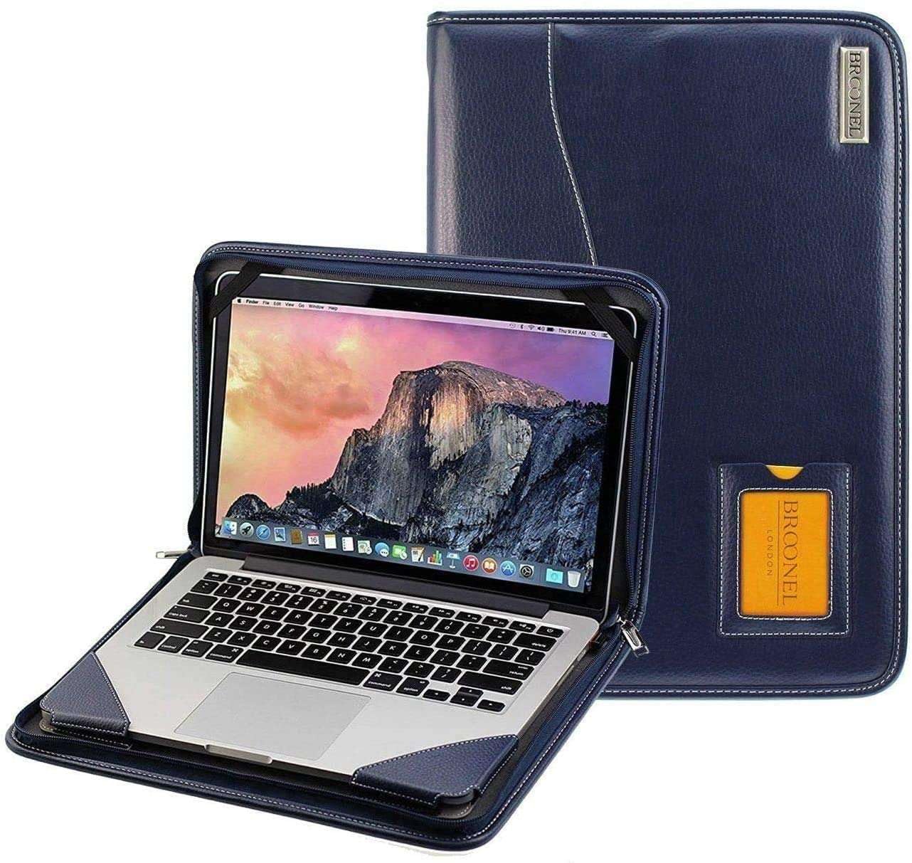 Broonel - Contour Series - Blau Leder Laptop Fall/Hülse - Kompatibel mit dem ACEMAGIC Laptop 16 Zoll