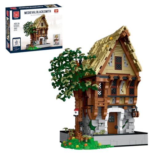 Spicyfy Baumhaus Klemmbausteine Haus Set, Modular Mittelalterlicher Schmied MOC Architektur Bausteine Modell Kit, Mittelalterliche Burg Geschenke Erwachsene und Jugendliche - MOC-117629 (1991 Teile)