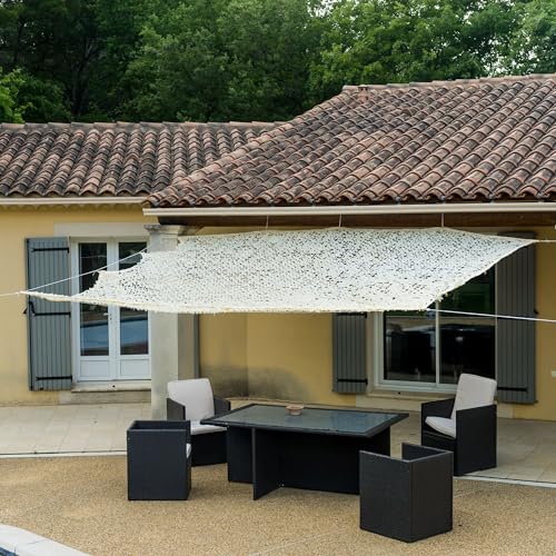 WerkaPro 10795 Sonnensegel mit Schlitzen, 120 g/m², Polyester, rechteckig, 3 x 4 m, Beige für Balkon, Terrasse und Garten