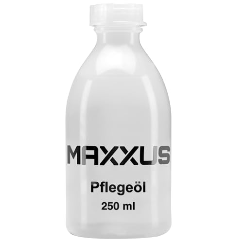 MAXXUS Pflegeöl 250ml - 100% aus Silikon, Fettfrei, Geruchsfrei, Farblos, Rückstandslos, inkl. Applikator - Silikonöl, Schmieröl, Silikonspray, Schmiermittel, Gleitmittel für Laufbänder, Fitnessgeräte