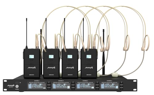 Audibax AWM 403 TD Sistema Inalámbrico Microfono de Diadema de 4 Canales UHF