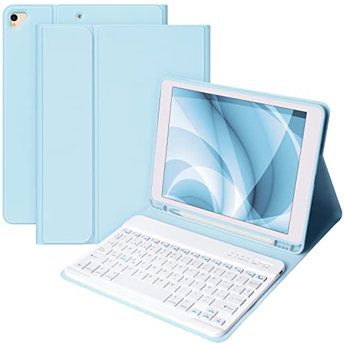 Spanische Tastatur Ñ für iPad 10.2 9th 2021/8th 2020/7th 2019, Tastatur für iPad 9/8/7Gen und Air 3, kabellose Tastatur für iPad Pro10.5 mit abnehmbarer Bluetooth-Tastatur, Schutzhülle iPad 8 Gen
