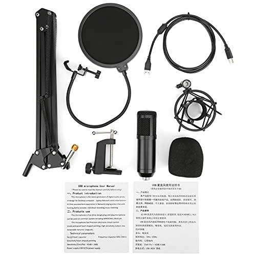 Teror USB-Mikrofon-Kit, BM800 Mischmikrofon-Set USB-Kondensatormikrofon für Live-Streaming-Karaoke auf dem PC