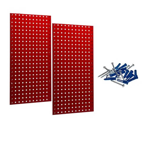 Triton Produkte (2) 45,7 cm B x 91,4 cm H rot Epoxidbeschichteter 18-Gauge-Stahl-Stecktafeln und Montagezubehör
