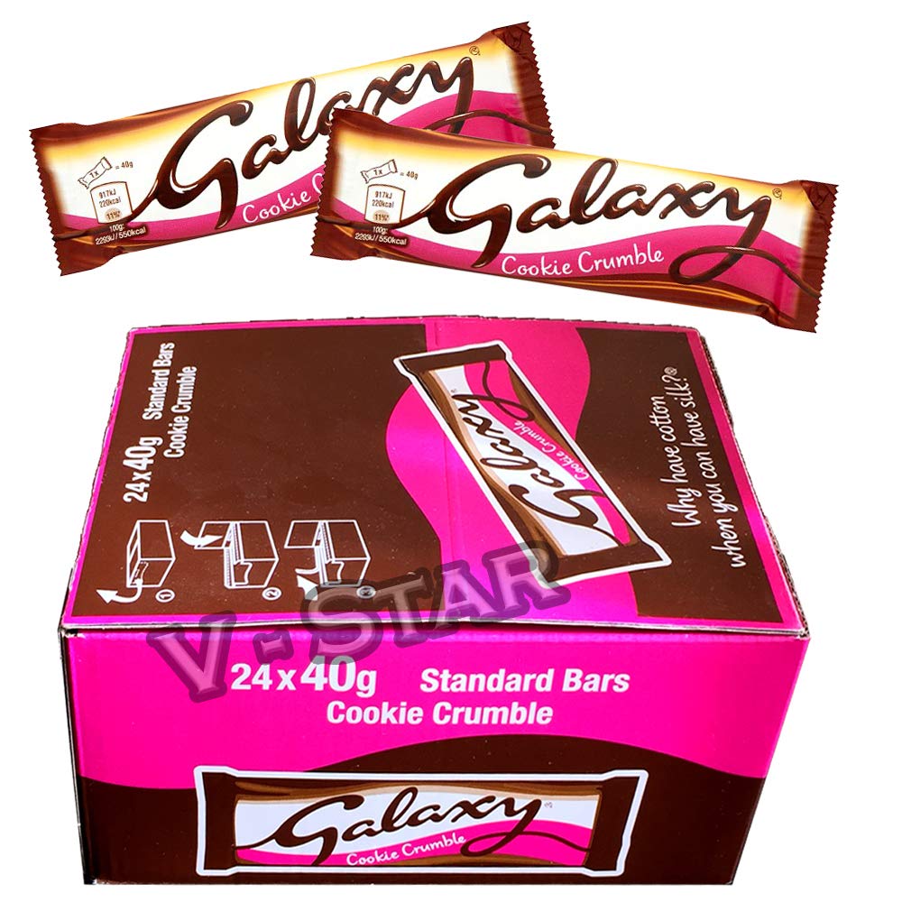 FULL BOX OF GALAXY COOKIE CRUMBLE STANDARD CHOCOLATE BARS 24 x 40g