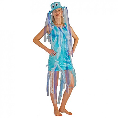 Kostüm Blaue Qualle Kleid Hut Fasching Krake Oktopus Tintenfisch Tiere (42)