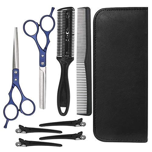 Nicoone Hairdressing Scissors Set,Stainless Steel Hair Cutting Scissors KitsTexturizing Scissors Professional Barber Shear Sets,Blue