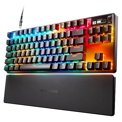 SteelSeries Apex Pro TKL HyperMagnetic Gaming-Tastatur – weltweit schnellste Tastatur – einstellbare Betätigung – Esports Tenkeyless – OLED-Bildschirm – RGB – PBT-Tastenkappen – USB-C – 2023 Edition,