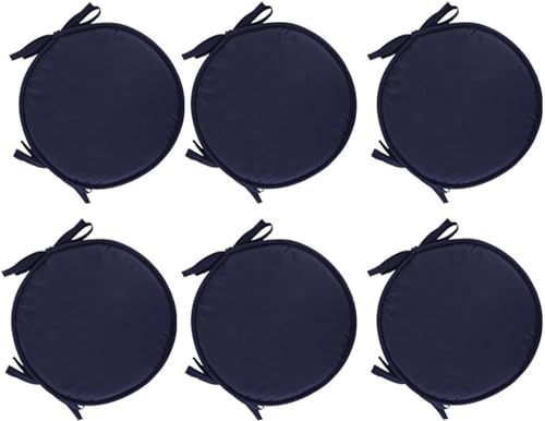 15 Zoll rundes Sitzkissen for Gartenmöbel mit Seilbändern, rundes Kissen for Hocker, bequem und atmungsaktiv, for Bistrostühle, Schaukelstuhl, Barhocker, Couchtisch, Küchenstuhl/154 (Color : Navy Blu