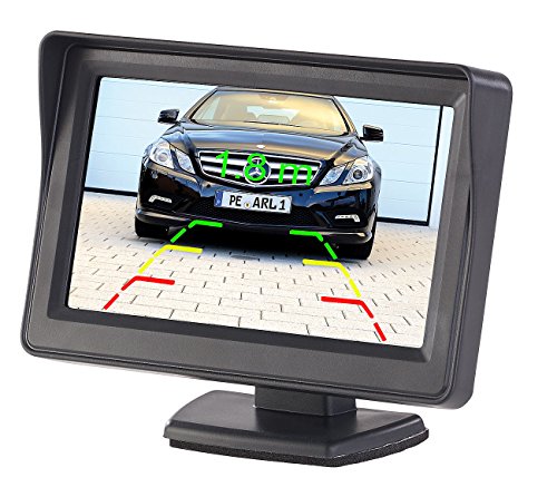 Lescars Rückfahrmonitor: Kfz-Monitor für Rückfahr- & Front-Kamera, LCD-Display mit 10,9 cm/4,3" (Monitor Rückfahrkamera)