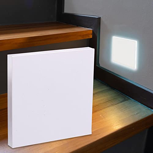 LongLife LED Treppenlicht 230V Stufenbeleuchtung eckig weiß - Unterteil Lichtfarbe: Kaltweiß 6000K 1,5W Treppenbeleuchtung Wandeinbaubeleuchtung Treppenleuchte Wandleuchte