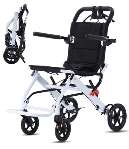 Broobey Ultraleichter, tragbarer, faltbarer Transportrollstuhl, Gewicht nur 6,8 kg, leichter Transportstuhl, Unterstützung 100 kg, Aluminium-Rollstuhl für Erwachsene und Senioren