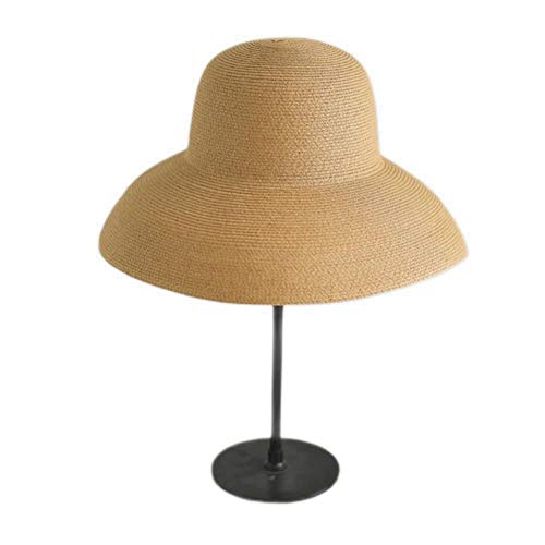 Strohhut Vintage Faltbare Damen Sun Hüte Reisen Urlaub Retro Runde Top Große Strohvisier Hüte Für Frauen Strandkappe-Style1