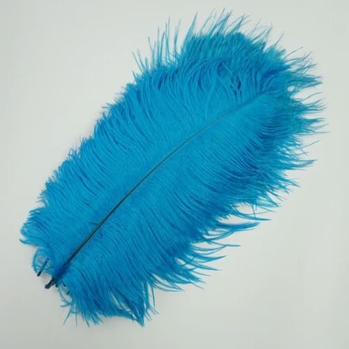 ORGEFY 10 Stück farbige Straußenfedern zur Dekoration, weiße Straußenfedern, Tischdekoration, Karneval, Hochzeit, Party, Zubehör, Dekor, Blau, 45–50 cm, 18–20 Zoll