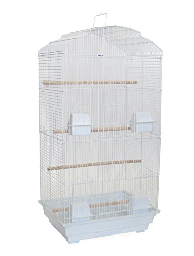 YML A6804 3/8" Bar Spacing Tall Shall Top Small Bird Cage, White, 18" x 14"