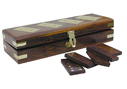 Maritime Domino Holzbox mit Messingverzierung