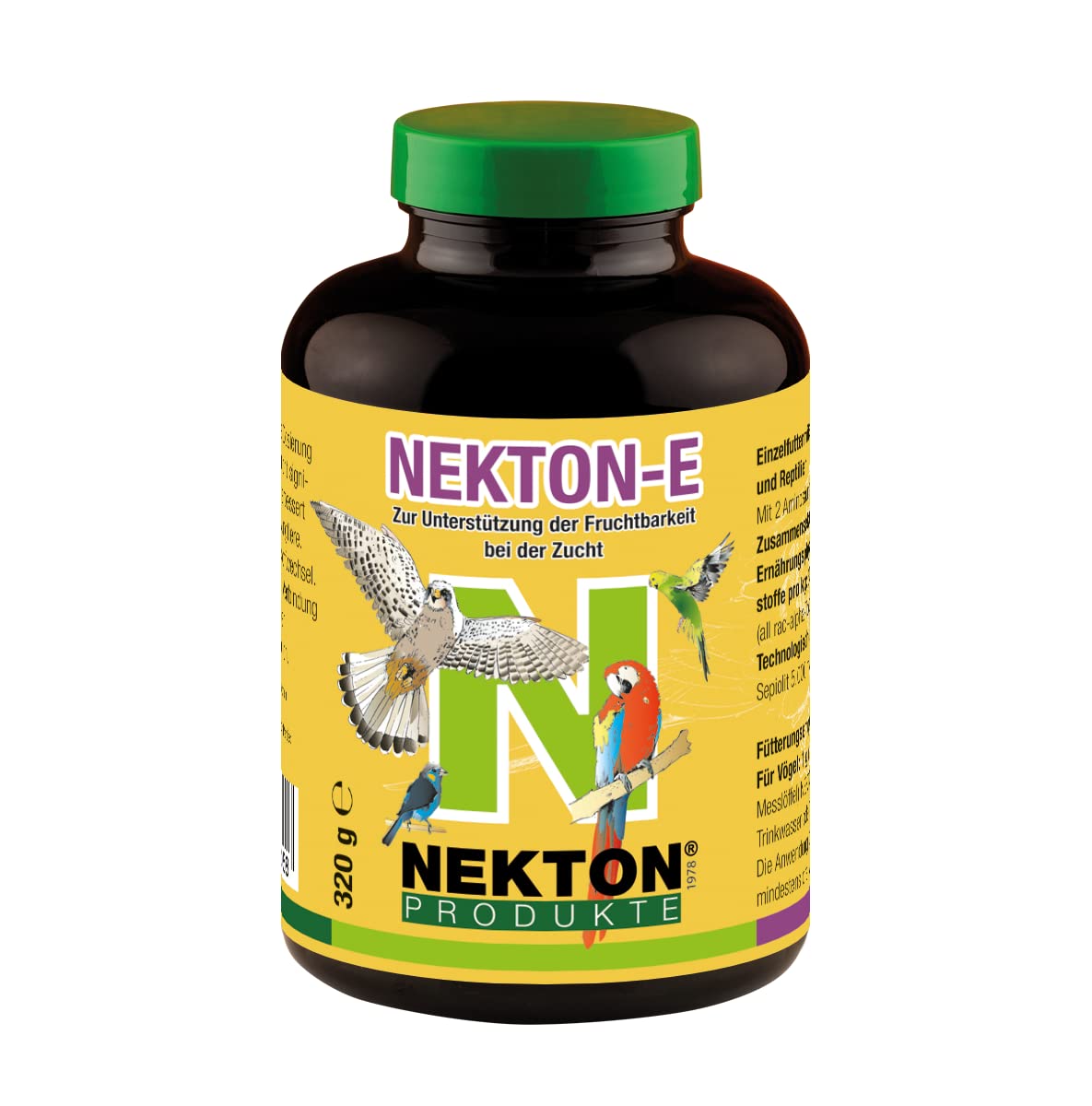 NEKTON-E | Vitamin-E-Präparat zur Zucht für Vögel und Reptilien | Made in Germany (350g)