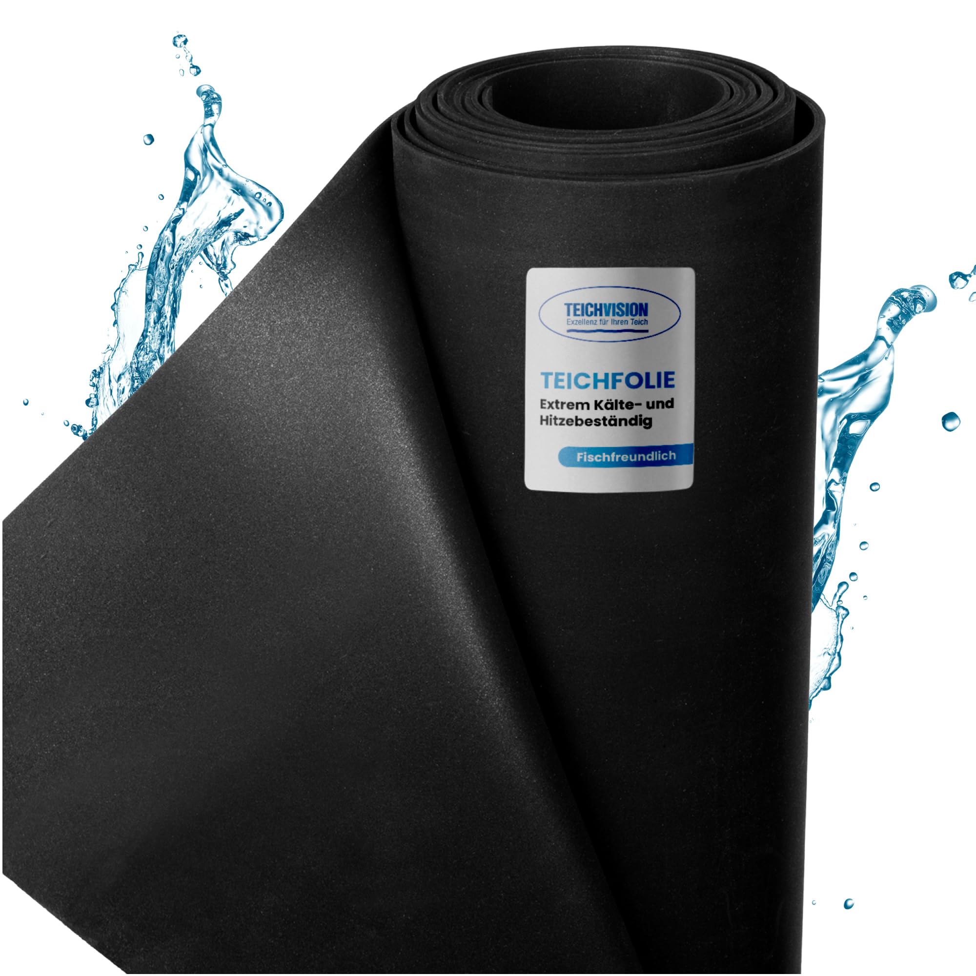 TeichVision - Premium EPDM Teichfolie Stärke 1 mm - 7,62 m x 2 m/naturgerechte EPDM Folie schwarz - besonders langlebig/auch geeignet als Hochbeet Folie wasserdicht