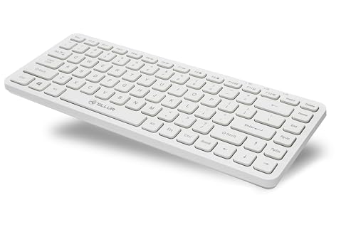 TELLUR Kabellose Tastatur, kabellose Mini-Tastatur für PC, Laptop, Smart-TV, 2,4 GHz Nano-USB-Empfänger, internationales QWERTY-Layout, leise und schlank (Weiß)