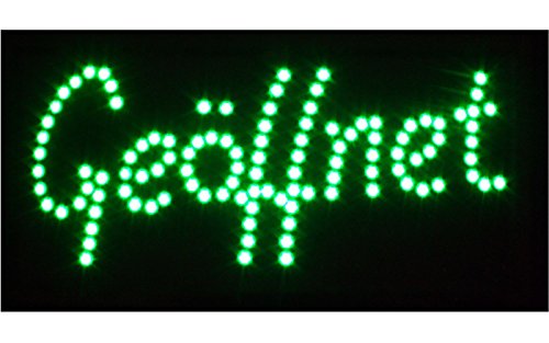 Miobo LED Schild Leuchtschild "GEÖFFNET" "OPEN" "Dönner Kebab" "Bar" und viel mehr Reklame LEUCHTREKLAME Werbung versch.stylen (Geöffnet (grün))