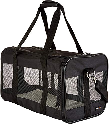 AmazonBasics Transporttasche für Haustiere, weiche Seitenteile, Schwarz, Größe L