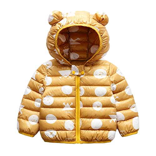 Minizone Baby Puffer Jacke mit Kapuze Jungen Mädchen Leichter Schneeanzug Kinder Herbst Winter Warmer Mäntel Outfits Mode Kleidung Geschenk 2-3 Jahre,Gelb