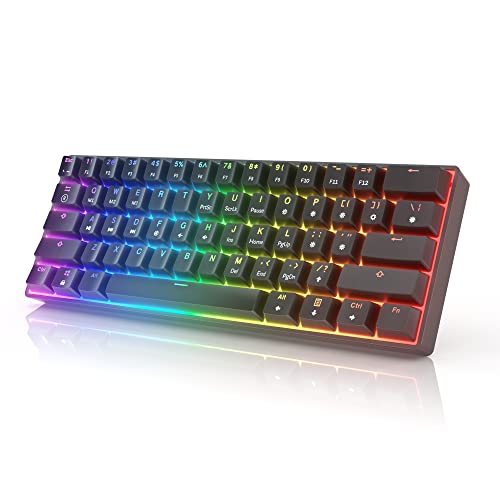 HK Gaming GK61 mechanische 60 Prozent Tastatur | 61 programmierbare Tasten mit RGB Beleuchtung | Kompatibel mit Windows PC & Mac | QWERTY Layout | Hotswap Gateron Optical Black Switches | Schwarz