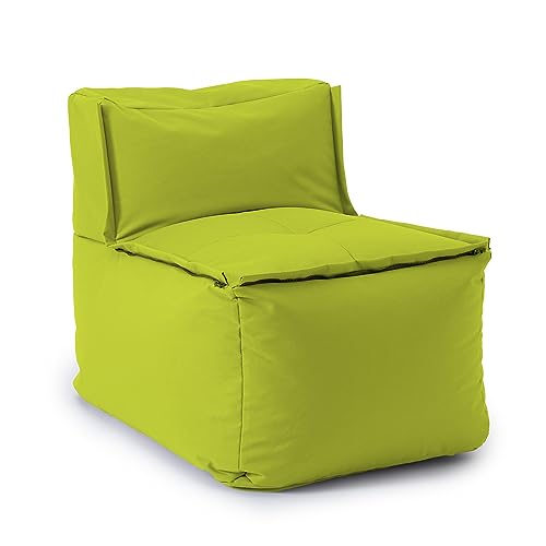 Lumaland Sitzsack-Lounge Modular | Wasserfestes Mittelteil | Indoor & Outdoor Sitz-Garnitur | Waschbare Sitzmöbel für Garten & Innenräume | Einfach erweiterbar | 54x81x70cm [Apfelgrün]