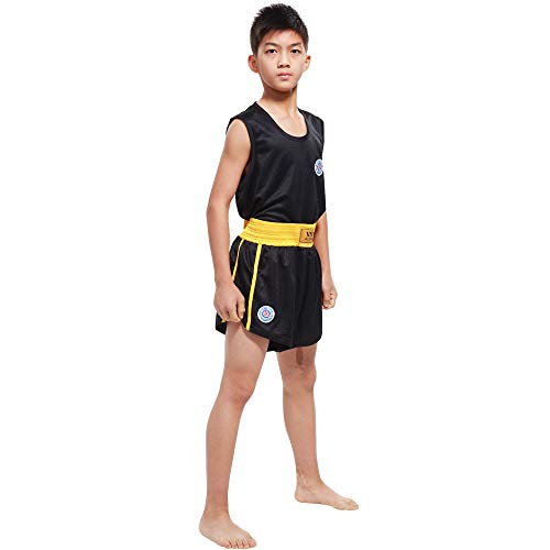 Wesing Wushu Sanda Anzug Sanshou Uniform Competetion Training Sanda Bekleidung Set - Größe S - Schwarz