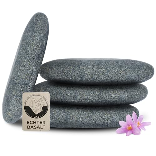 Hot Stone Fußstein aus zertifiziert echtem Basalt für viel Wärme [4 Stück], zur Ergänzung Ihres Hot Stone Massage Sets
