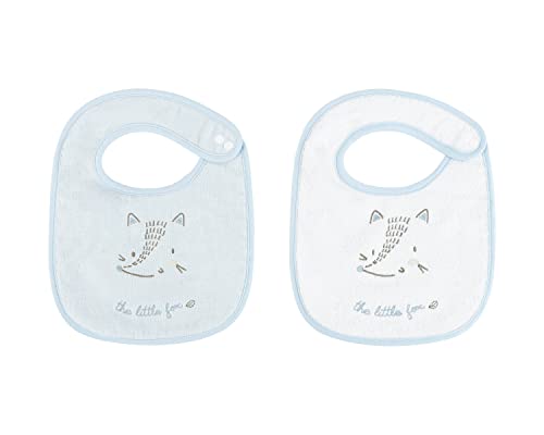 Kikkaboo Babylatz Frottee 2-teiliges Set, Lätzchen, Druckknopf, 100% Baumwolle, Farbe:blau