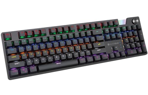 Silvergear® Gaming Tastatur Mechanisch | USB Kabel & LED | PC Beleuchtung mit RGB-LEDs | Anti-Ghosting | Plexiglas-Display - Schwarz