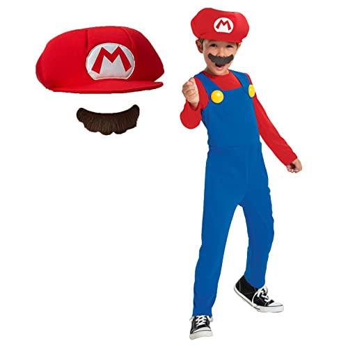 Disguise Super Mario Kostüm für Kinder, Halloween-Kostüme für Kinder Größe M