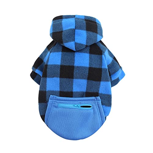 Christmas Pet Pullover Hooded Sweater Pet Check Printing Sweater Dogs Cats Check Printing Sweater Pet Dressing Supplies Winter Sweater 6 Sizes Pet Clothes for Medium Dogs Boys (Red, S) (Color : Blue