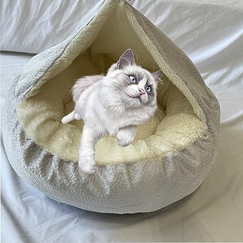 Katzenbett für Indoor-Katzen, kleine Hundebetten mit rutschfester Unterseite, wärmend, gemütlich, weich, waschbar, wasserdicht, flauschiges Kätzchenbett