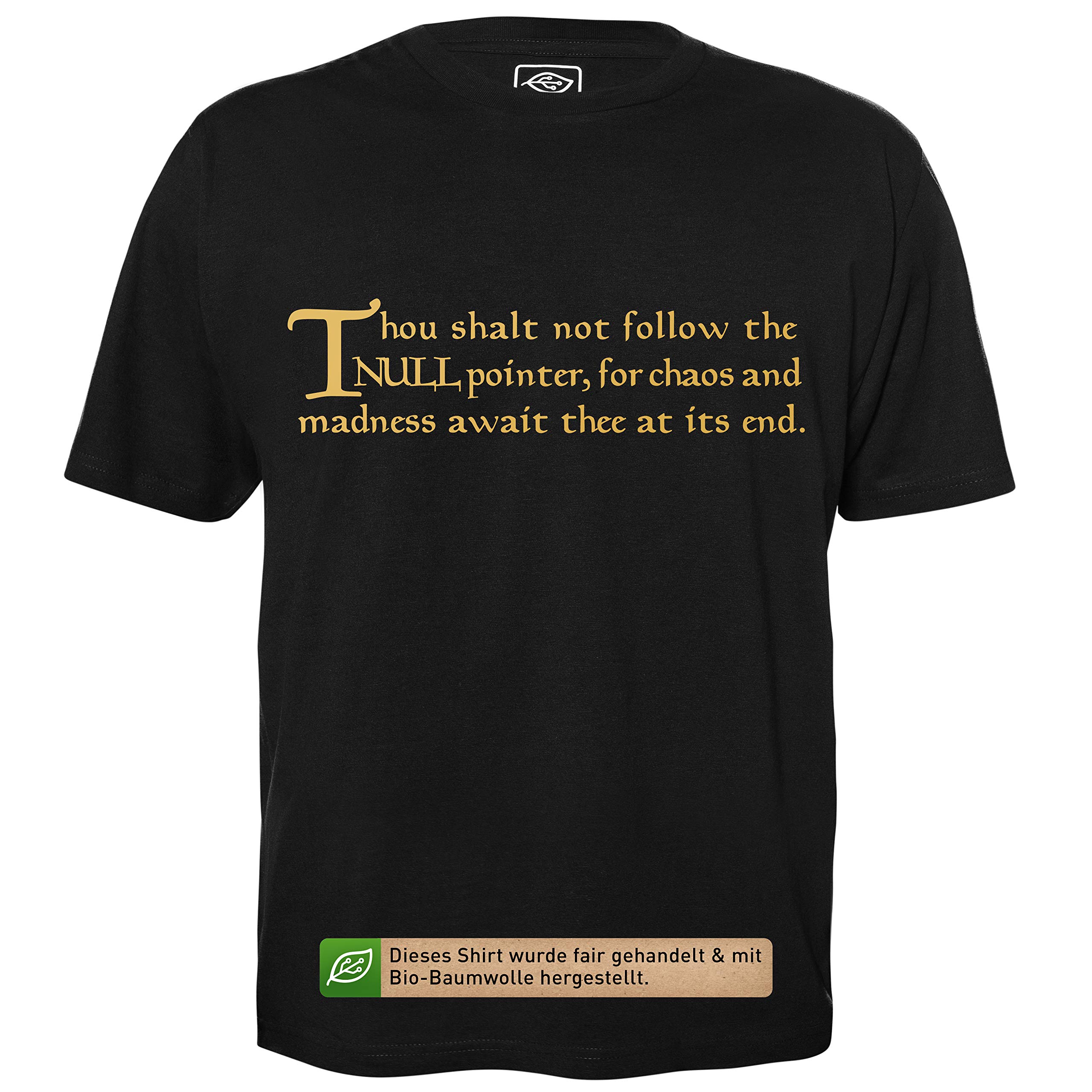 Null Pointer - Herren T-Shirt für Geeks mit Spruch Motiv aus Bio-Baumwolle Kurzarm Rundhals Ausschnitt, Größe XXL
