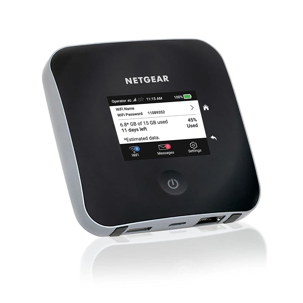 NETGEAR Mobiler WLAN Router mit SIM Karte | 4G LTE | bis 2000 MBit/s Download-Speed | Hotspot für 20 Geräte | LTE Cat20 | für jede SIM-Karte freigeschaltet | Nighthawk MR2100