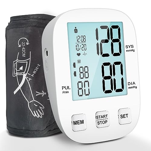 Blutdruckmessgerät, automatische Oberarm-Blutdruckmessgeräte für den Heimgebrauch, Blutdruckgerät, großes Display mit Hintergrundbeleuchtung, präzise einstellbare digitale Blutdruckmanschette