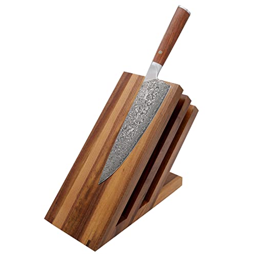 Zayiko hochwertiger magnetischer Messerblock ohne Messer aus Nußbaum Holz, magnetisches Messerbrett, Messerhalter für bis zu 6 Messer
