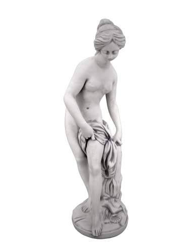 gartendekoparadies.de Massive Steinfigur Statue Venus im Bad aus Steinguss frostfest (Grau)