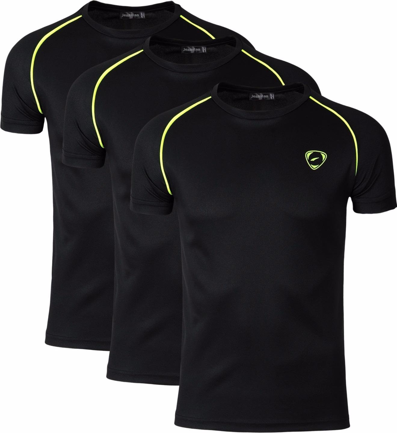 jeansian Herren Sportswear 3 Packs Sport Slim Short Sleeves Compression T-Shirt Tee LSL182 PackG XL