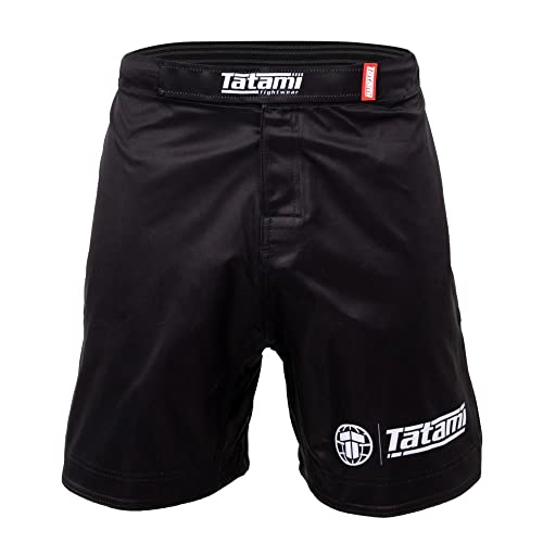 Tatami Fightwear Impact BJJ Shorts für Grappling, Jiu Jitsu, MMA und Wrestling, atmungsaktives Polyester, schnelltrocknend, No-Gi Fight Shorts, flexible Trainings-Gym-Workout-Shorts, Schwarz , XL