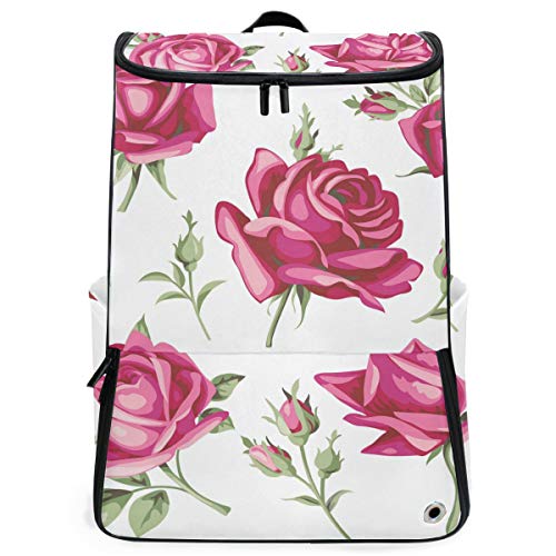 FANTAZIO Laptop-Rucksack für unterwegs, schöne Rosenmalerei, langlebig, für Schule und Schule