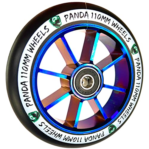 Fantic26 Sticker + Panda Spoked V2 Stunt-Scooter Park-Trick-Tret-Roller Ersatz-Rad-Rolle (110mm Blau-Chrom)