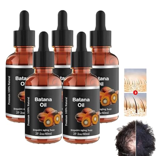 Batana-Öl für Haarwachstum, Bio-Batana-Öl für gesundes Haar, Haarserum für Haarwachstum, Natürliches Haarwachstumsöl, Batana-Öl für Haarwachstum, Batana-Öl gegen Haarausfall (5PC)