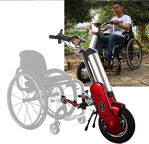TOTLAC Rollstuhl-Antriebskopf, 12-Zoll-400-W-Elektro-Handbike-Rollstuhl-Trolley mit LCD-Display, 35 km Reichweite, 3. Gang, austauschbarer 36-V-/15-Ah-Lithium-Akku