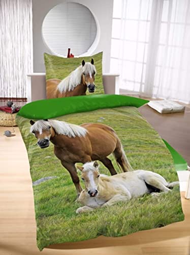 KK Bettwäsche mit Pferd Digitaldruck 135 x 200 cm 80 x 80 cm