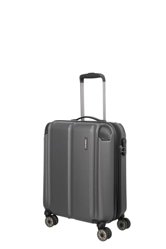 Travelite 4-Rad Handgepäck Koffer mit Dehnfalte erfüllt IATA Bordgepäckmaß, Gepäck Serie CITY: Robuster Hartschalen Trolley mit kratzfester Oberfläche, 073044-04, 55 cm, 40 Liter, anthrazit (grau)